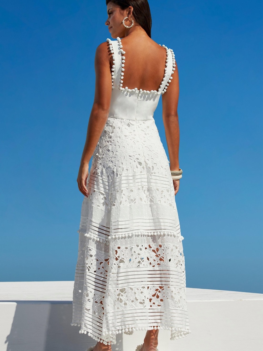 Boston Proper Mixed Media Lace Pom Pom Dress - Picture 2 of 8
